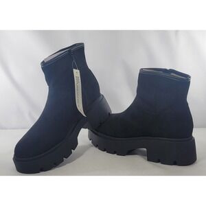 No Boundaries Women's Platform Chunky Sole Cozy Boots Black Zip Side Size 10 NIB